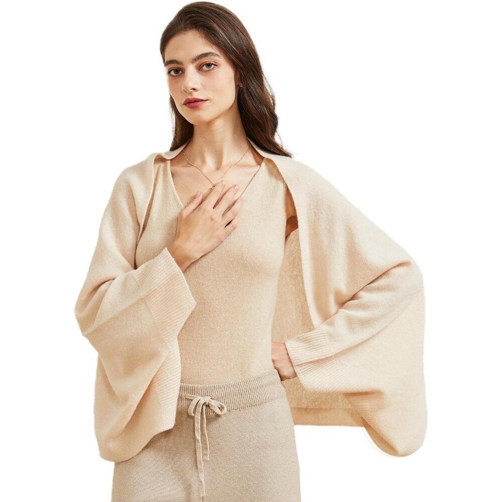 Women's Cashmere Viscose Polyamide Wrap Shawl Cape Sleeves Fall Winter